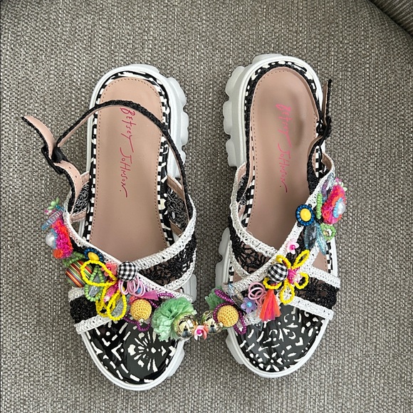 Betsey Johnson Graysen Embellished Platform Lug-Sole Sandals - Picture 4 of 5